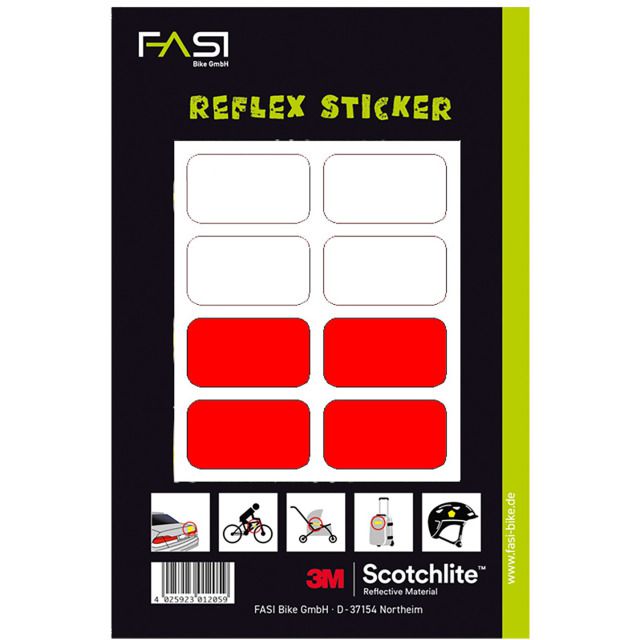 Reflex-Sticker Vierecke 3M-Scotchlite Folie / weiss_rot