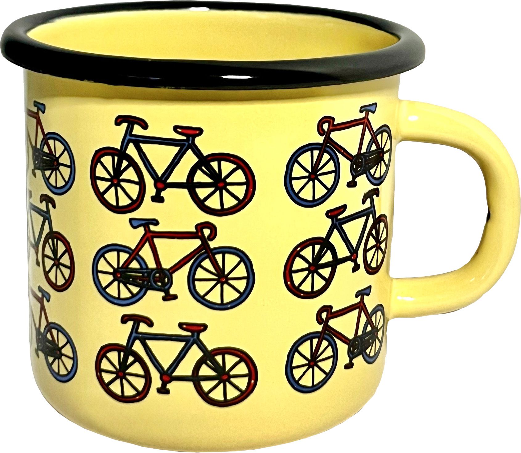 VELO Emailletasse mit Velomotiv / gelb / 300 ml
