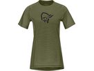 FJØRÅ WOOL SS Damen-Merino-Kurzarmshirt / olive night / S