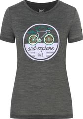GO OUT Damen-Kurzarm-Merino-Shirt / pirate grey melange / M