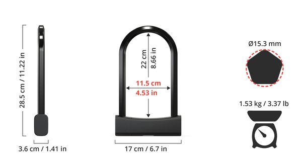 MASON Bügelschloss / schwarz / 220mm
