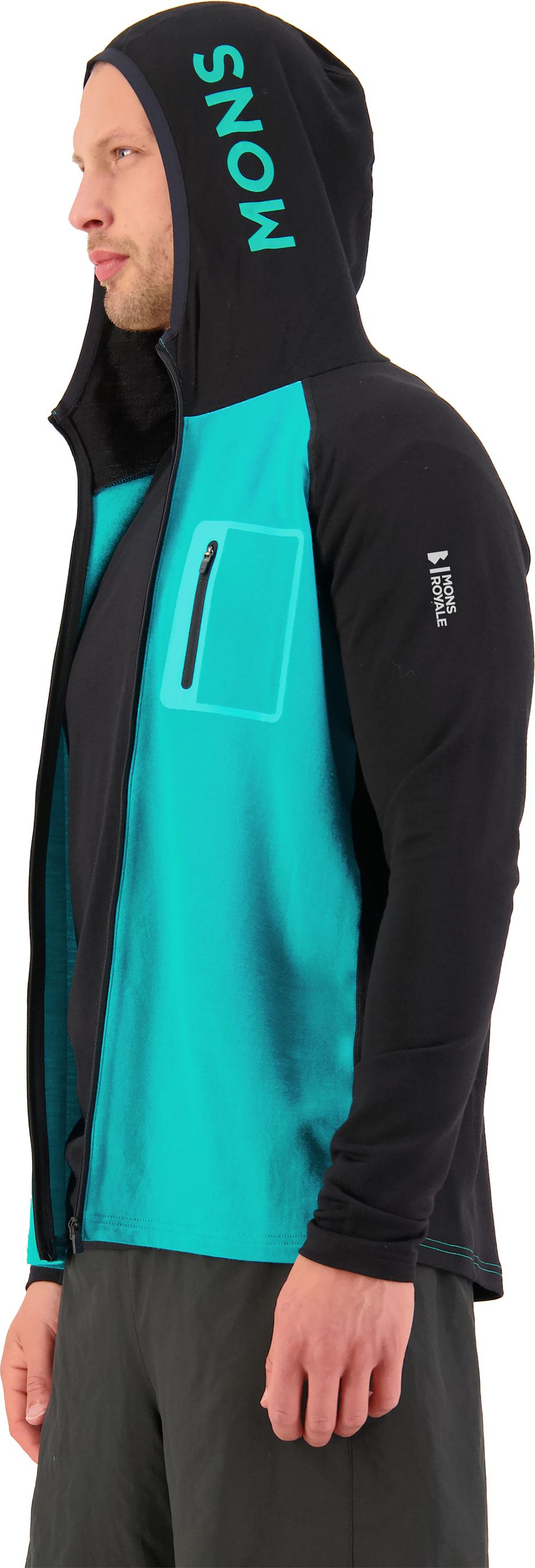 TRAVERSE Herren-Merino-Kapuzenjacke / marina/black / S