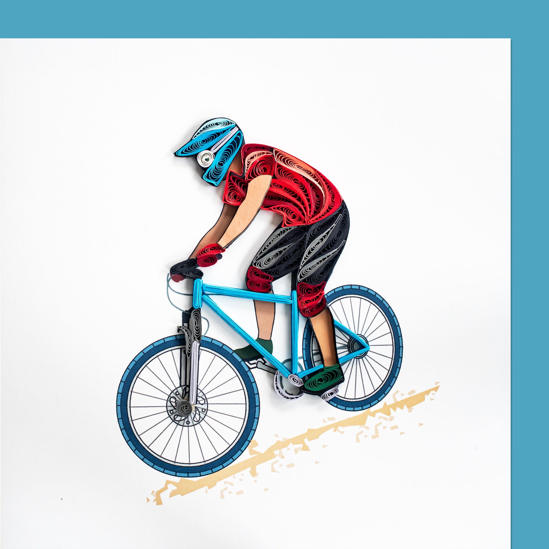 PAPER QUILLING KARTE MOUNTAINBIKE / blau