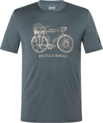 BICYCLE NOMAD BIO Herren-Kurzarm-Merino-Shirt / turbulence blue/vintage khaki melange / M