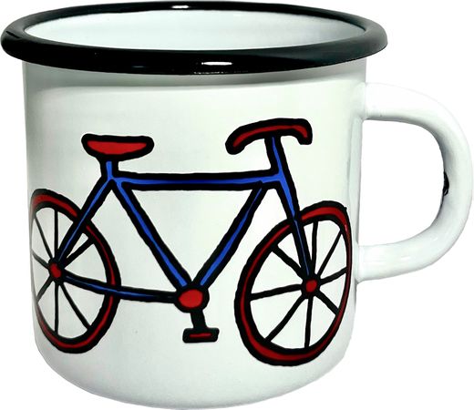 VELO Emailletasse mit Velomotiv / weiss / 300 ml