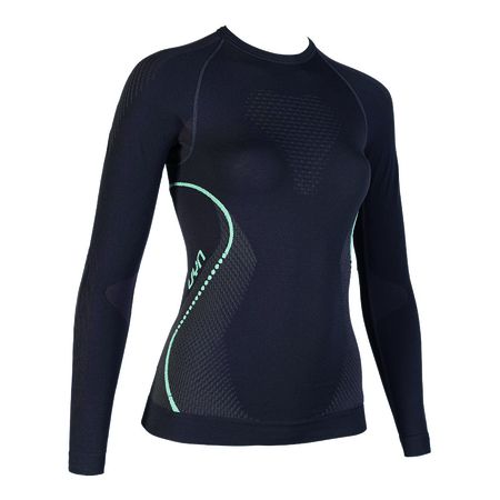EVOLUTYON Damen-Langarmshirt / charcoal/anthracite/aqua / L/XL