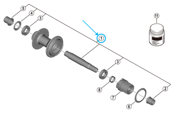 Achse komplett FH-MT410-B / 142 mm