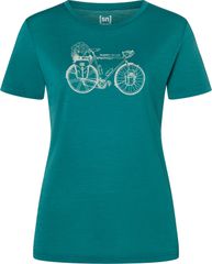 BICYCLE NOMAD Damen-Kurzarm-Merino-Shirt / pacific/feather / XS