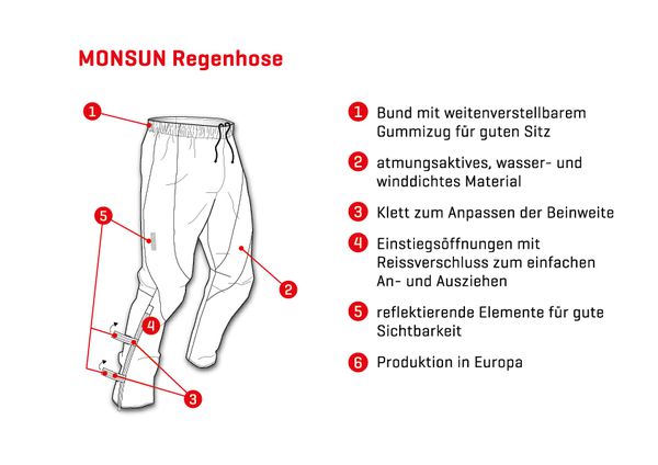 MONSUN WPM Unisex-Regenhose / schwarz / M