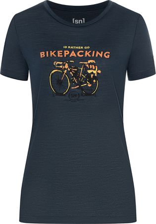 BIKEPACKING Damen-Merino-Kurzarmshirt / blueberry / M