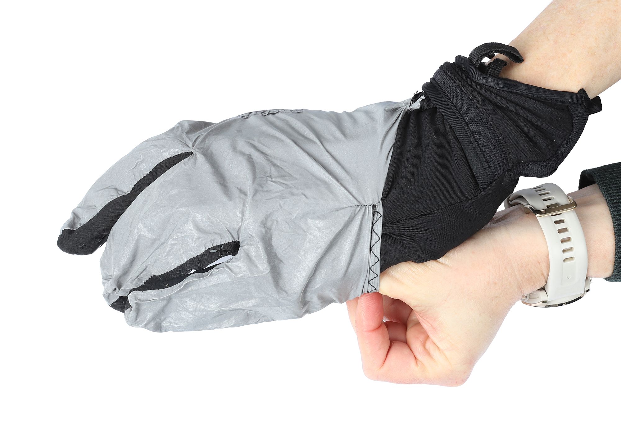 BEAM COVER Unisex-Handschuh mit reflektierender Schutzhülle / schwarz_silber / XL